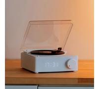 Generic Record Player Bluetooth Speaker Stylish Portable Wireless Turntable Speaker for Bedroom Bluetooth 5.0 360 Degree Sound (White)