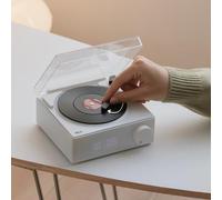Generic Record Player Bluetooth Speaker Stylish Portable Wireless Turntable Speaker for Bedroom Bluetooth 5.0 360 Degree Sound (White)