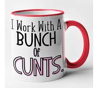Generic Red 11oz Rude Office Mug - I Work with A Bunch of Cunts (Microwave & Dishwasher Safe)