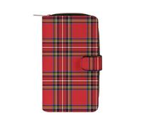 Generic Red Black Buffalo Scottish Tartan Plaid Checkered Cute Long Wallets Large Capacity Wallet Buckle Handbag Blocking Clutch Handbag For Bill Cash Coin Card Key Purse
