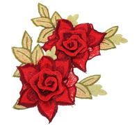 Generic Red Flower Sew on Embroidered Patches for Wallet and Backpack, Polyester Yarn Material, Easy to Use and Elegant Floral Sewing Patch for Clothes Decoration