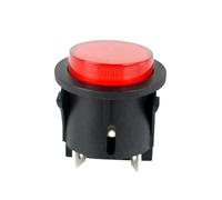 Generic Red Push Button Switch With Light 4 Pins Touch Power Switch 15A 250V Electrical Round Rocker Switch 28 * 23.2mm PS18-16-2