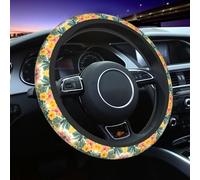 Generic Red Yellow Flower Print Steering Wheel Cover Non-Slip Car Steering Wheel Protection Covers Women Men Car Accessories For Suvs Trucks Sedans Cars