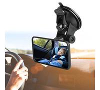 Generic Reinforced Glass Baby Car Suction Mirror with Distortion-Free Lens for Adjustable Rear View Monitoring in Cars and SUVs 120 X 60mm