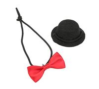 Generic Reptile Cute Adjustable Lizard Valentine's Day Clothes Set for Bearded Dragon Hamster Guinea Pig Breathable Felt Hat Bow Tie for Photo (Black hat + red bow tie S 550ml 8000mah)