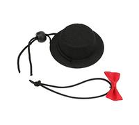 Generic Reptile Cute Adjustable Lizard Valentine's Day Clothes Set for Bearded Dragon Hamster Guinea Pig Breathable Felt Hat Bow Tie for Photo (Black hat + red bow tie Large Size)
