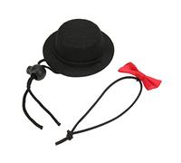 Generic Reptile Cute Adjustable Lizard Valentine's Day Clothes Set for Bearded Dragon Hamster Guinea Pig Breathable Felt Hat Bow Tie for Photo (Black hat + red bow tie Large Size)