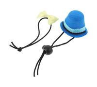 Generic Reptile Helmet Adornment and Bow-tie Set for Bearded Dragon, Mini Pet Costume Accessories, Blue Hat with Yellow Bow-tie for Small Reptiles and Lizards