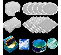 Generic Resin Coaster Molds Durable Smooth Smoothing Surface for Crafting DIY, 5 Pieces Silicone Round Coaster Molds for Creative Art Work Home Decor