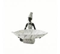 Generic Resin Tray African Woman Figurine Bowl Decorative Statue Jewelry Holder Key Dish Sculpted Resin with Patterned Headdress and Hoop Earrings Suitable for entryway Sideboard Living Room Office