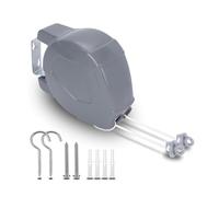 Generic Retractable Washing Lines, Heavy Duty Wall Mounted Dual Clothes Line, 30 metre Retractable Reel Clothes Lines Indoor Outdoor (2 x 15m) grey