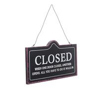 Generic Retro Double-sided Wooden Door Sign Black Multi-function Open Closed Sign for Shop Cafe Office Wear-resistant Decorative Door Display