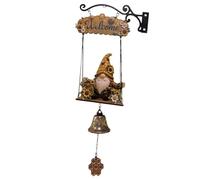Generic Retro Gnome Welcome Bell Ornament Resin Rustic Hand Bell Figurines Crafts Multi-Purpose Decorative Gnome Wind Chimes Outdoor Villa Decoration (Multicolor 3)
