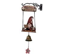 Generic Retro Gnome Welcome Bell Ornament Resin Rustic Hand Bell Figurines Crafts Multi-Purpose Decorative Gnome Wind Chimes Outdoor Villa Decoration (Multicolor 1)