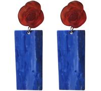 Generic Retro Hong Rose Earrings, Unique Red Blue Dangle, Frosted Acrylic Jewelry, Lightweight Statement For Women