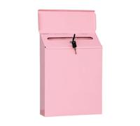 Generic Retro Pink Metal Wall Mounted Post Box with Lock and Key - Drop Box for Wall, Porch, Office or Outdoor