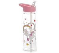 "Generic" Reusable 550ml PVC Water Bottle with Flip Straw BPA Free - Enchanted Rainbows Unicorn
