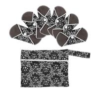 Generic Reusable Bamboo Menstrual Pads 6pcs Set for Pregnant Women Washable Sanitary Napkins and Black Flower Wet Bag, Eco-Friendly Cloth Pads for Daily Menstrual Hygiene
