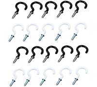 Generic Reusable Plastic Coated Shouldered Cup Hooks Screw-in Ceiling Hook Cup Hook Holder 10Pcs Black 10Pcs White