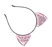 Generic Reversible Sequin Cat Ears Hair Hoop for Women's Party Decoration Premium Iron Kitty Headband 2 X 2.4in for Halloween (Pink)
