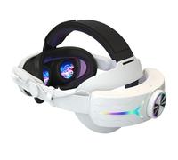 Generic RGB Adjustable VR Lightweight Replacement Strap 8000mAh Rechargeable Alternative Head Strap Comfort Reduce Face Pressure for M-eta Quest 3 Headset