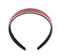 Generic Rhinestone Headband Non Slip for Women Sparkling Bling Beaded Design 1 Inch Wide for Weddings Parties (Red)