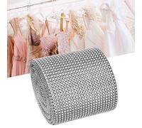 Generic Rhinestone Ribbon Mesh with Electroplating Processing for Wedding Clothing Decoration, 9m/ 10 Yard Red Plastic Ribbon for Bridal Clothing, Stage Props, DIY Jewelry Accessories (Silver)