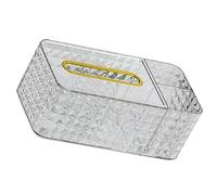 Generic Rhombus Texture Tissue Storage Box with Side Partition for Home Office Organization Transparent Plastic 3.5 X 4.7 X 9.4in, Living Room Bedroom Decor (Transparent White)