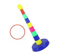 Generic Ring Toss Game Set Colorful Interactive Toys for Parent Child Indoor Activities with 9 Pillars 8 Rings and Chassis 17.7in Height (ring toy)