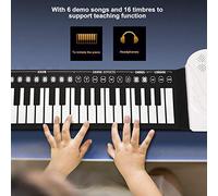 Generic Roll Up Piano - 49 Keys Portable Electronic Keyboard Manual Piano Toy for Kids Beginners - Lightweight and Soft, Teaching Function (White)