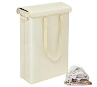 Generic Rolling Slim Laundry Basket - Foldable Laundry Hamper | Beige, Handle, 28.9 x 19 x 60cm / 15.3 x 7.5 x 23.6in