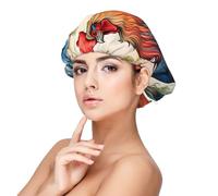 Generic Rooster Flower Print Sleep Cap Satin Bonnet Night Sleeping Soft Hair Turbans For Women And Girls