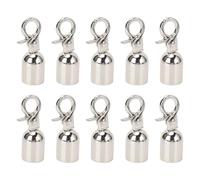 Generic Rope End Stopper Set 10 Sets Zinc Alloy Caps with Screws for Secure Hold on Thick Cords (Silver)