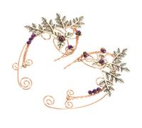 Generic Rose Gold Leaf Cuff Earrings Lightweight Alloy Non-piercing Ear Clips Elegant Fairy Jewelry for Women All-day Comfortable Wear
