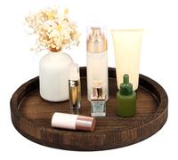 Generic Round Wood Decorative Tray, 30cm Wood Serving Table Platter, Vintage 30cm Round Dessert Plate,Multipurpose Candle Holder Tray for Table Centerpiece Kitchen Bathroom Home Decor(Coffee)