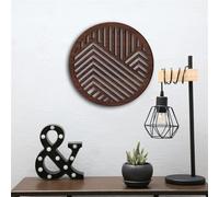 Generic Round Wood Wall Art Decor, Modern Vintage Mountain Wall Sculptures Hanging Abstract Panels Decor, for Wall Cupboard Mirror Door Bed Cabinet Ceiling Dresser Furniture Refurbish Project (B)