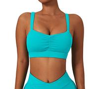 Generic Ruched Front Sports Bh, Soft U-Cours Breathe Cross Back Running Bh Spaghetti Strap High Impact Elastic for Women (14/XL)