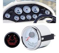 Generic Rudder Angle Meter, 52mm Boat Rudder Angle Indicator with 0 190ohm Sensor, Stainless Steel Stepper Motor Gauge, IP67 Red Backlight for Boat Yacht Marine (White Dial Silver Cover)
