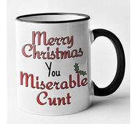 Generic Rude Christmas Mug - Merry Christmas You MISERABLE CUNT (Black, 11oz)