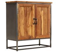 Generic Rustic Recycled Teak Sideboard, Steel Frame, 65x30x70 Cm, Unique Wood Grains, Polished and Lacquered, No Assembly Required, Sturdy and Stable, Industrial Style