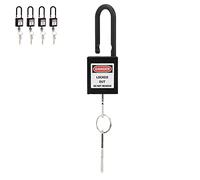 Generic Safety Durable Insulated Lockout Tagout Lock for Factories Construction Sites Hospitals, 5Set Nylon Engineering Safety Padlock for Electrical Locking Applications (Black)