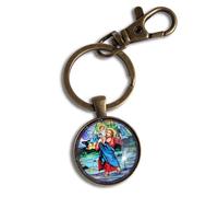 Generic Saint Christopher Bronze Keyring Christian Holy Patron of Travelers Drivers and Motorists