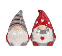 Generic Salt and Pepper Ceramic Condiment Containers 3.35 x 2.40 x 2.16 Inches Gnome Modeled 1 Pair - Compact, Easy to Clean for Dining Table and Cooking Use
