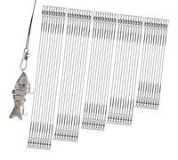 generic Saltwater Fishing Gear ，50pcs Stainless Steel Fishing Leaders with Swivels Snap Connect Kit High Strength Fish Line ， 4/6/8/10/12inch Fishing Wire Leader Line for Lure Bait Rig Hooks（Black）