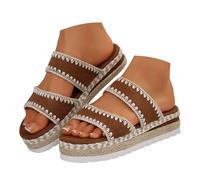 generic sandals for women thick and flat sole for women, enhancing the silhouette. model modern and casual open toe single flange openwork wedge sandals women summer espadrille, brown, 5.5 UK