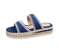 generic sandals for women thick and flat sole for women, enhancing the silhouette. model modern and casual open toe single flange openwork wedge sandals women summer espadrille, blue, 5 UK