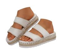 generic sandals for women thick and flat sole for women, enhancing the silhouette. model modern and casual open toe single flange openwork wedge sandals women summer espadrille, white, 7 UK