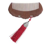 Generic Sandalwood Massage Comb Handmade Wide Tooth Scalp Comb for Curly and Straight Hair with Vintage Lotus Flower Carving for Women