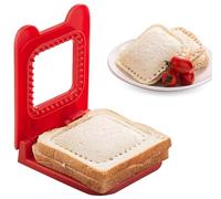 Generic Sandwich Cutter and Sealer, Sandwich Crimpers, Square/Round Sandwich Sealer, Bread Sandwich Maker Mold Sandwich Press DIY Cookie Cutter for Kids Boys Girls, Kitchen Accessories (Red), G002B
