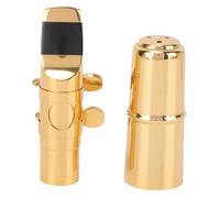 Generic Saxophone Mouthpiece, 5# B Flat Soprano Sax Mouthpiece with Cap and Brass Ligature, Fits Soprano Sax Saxophone Parts for Professional Player or Music Enthusiast